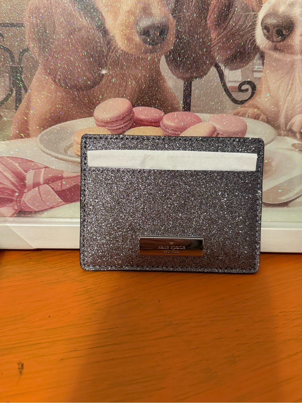 Kate Spade Kenzie Glitter Candied Flower Card Holder NWT NIB